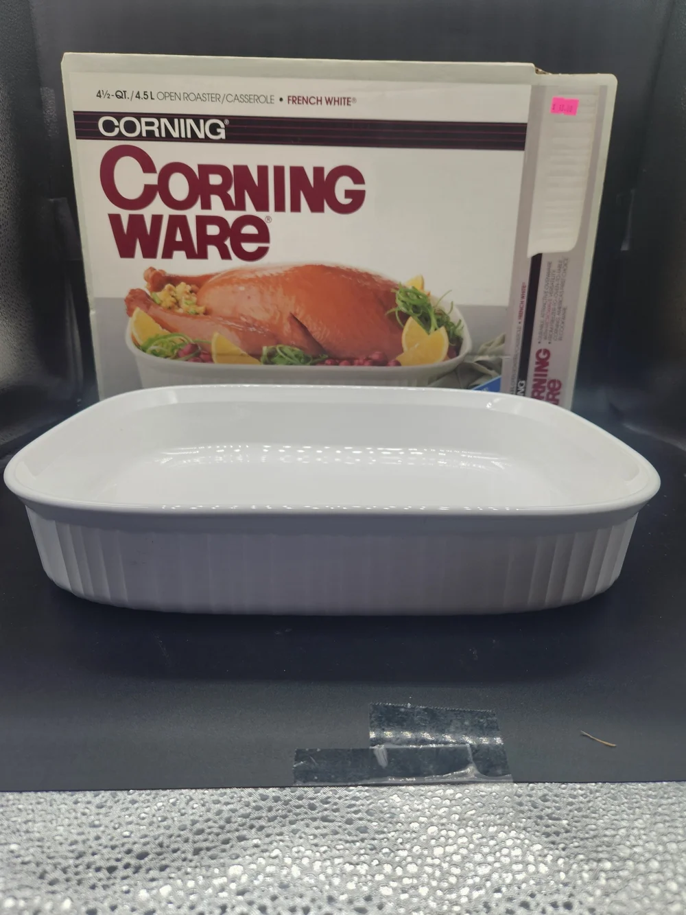 CorningWare French White 4.5 Quart Open Roaster/Casserole, In Box